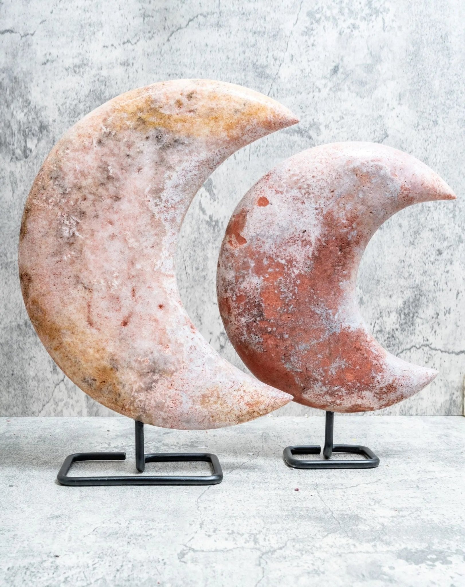 Large Pink Amethyst Moon on Stand (8.77 lbs) - Amethyst Goddess