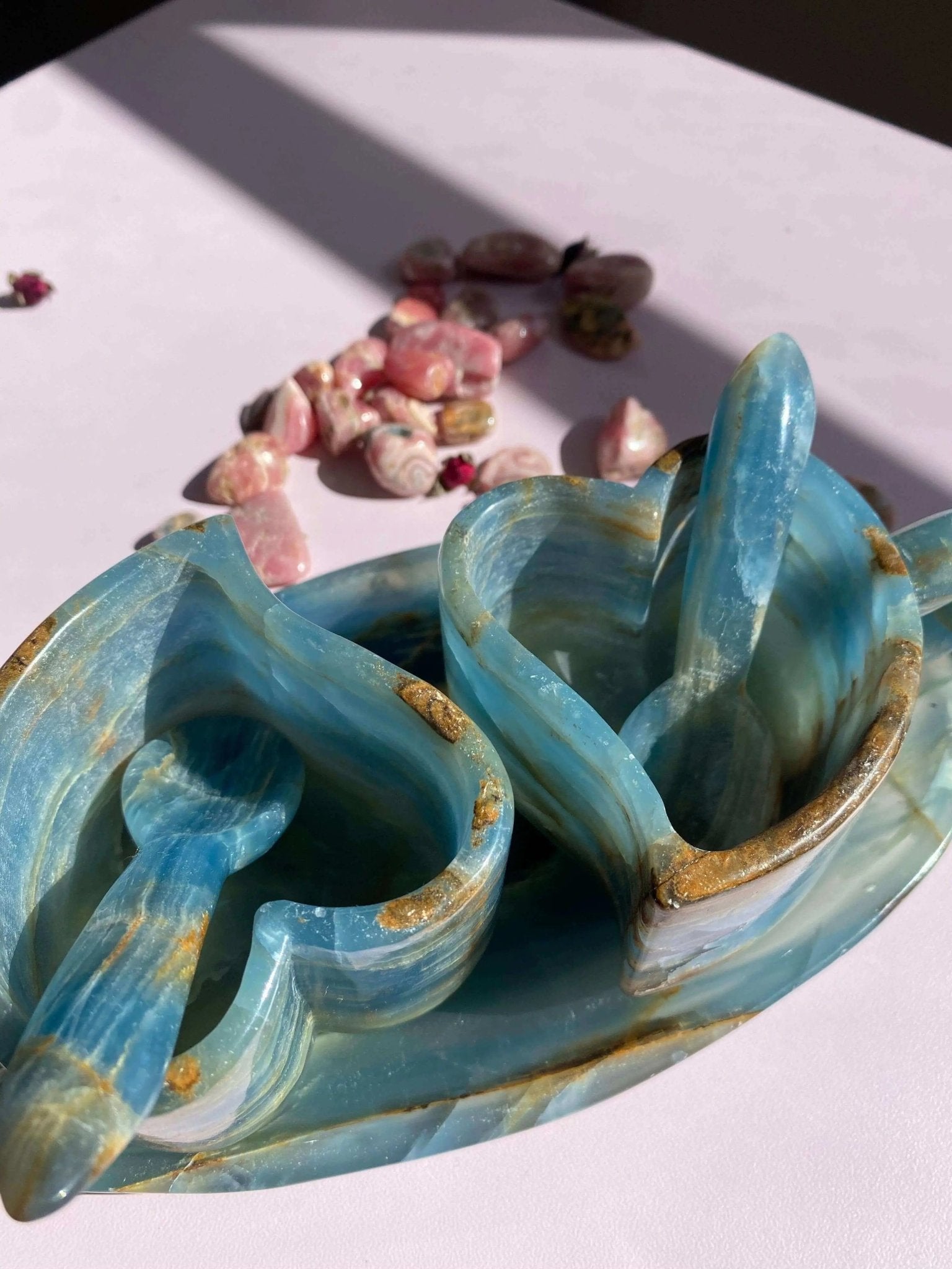 Lemurian Calcite (Blue Onyx) Tea Cups Set - Amethyst Goddess