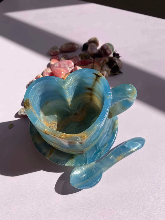 Lemurian Calcite (Blue Onyx) Tea Cups Set,12
