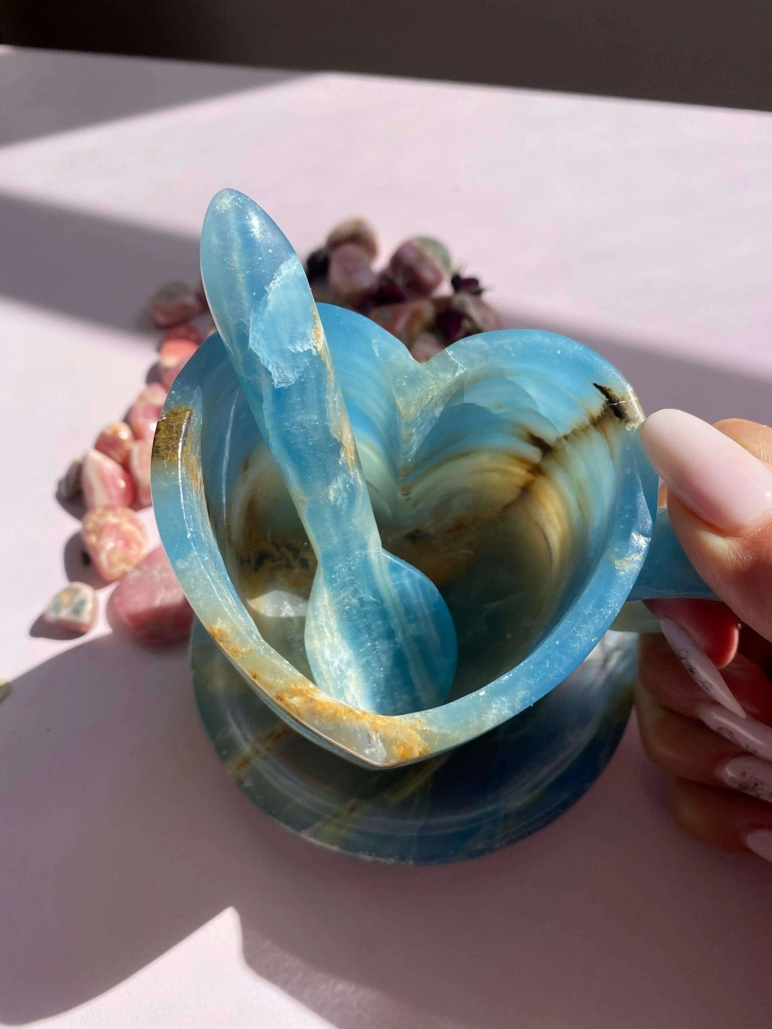 Lemurian Calcite (Blue Onyx) Tea Cups Set - Amethyst Goddess