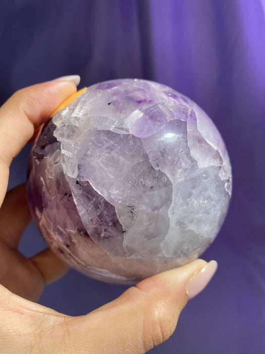 Light Lavender Polished Amethyst Sphere With Quartz,10