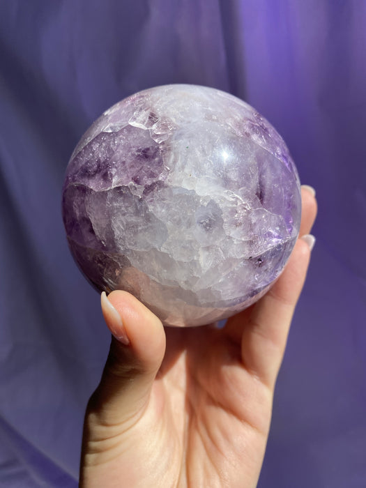 Light Lavender Polished Amethyst Sphere With Quartz,11