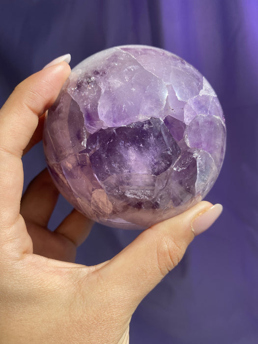 Light Lavender Polished Amethyst Sphere With Quartz,2