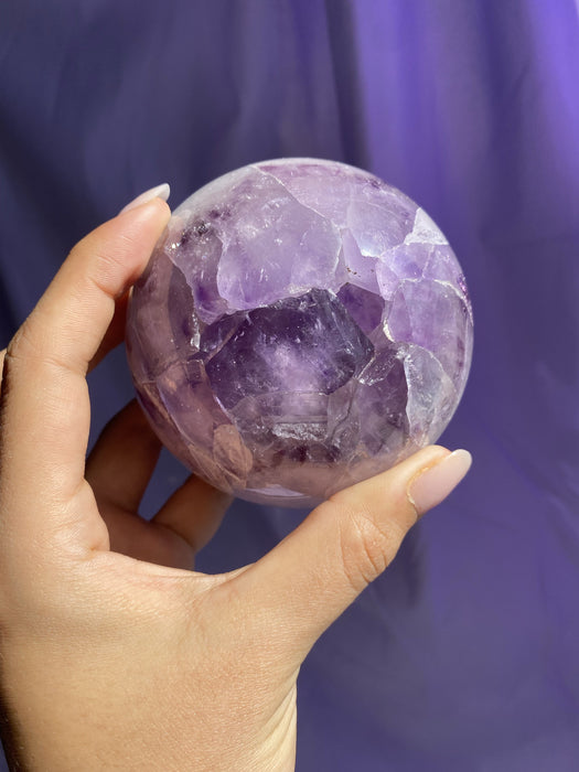 Light Lavender Polished Amethyst Sphere With Quartz,3
