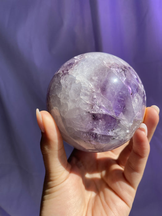 Light Lavender Polished Amethyst Sphere With Quartz,5