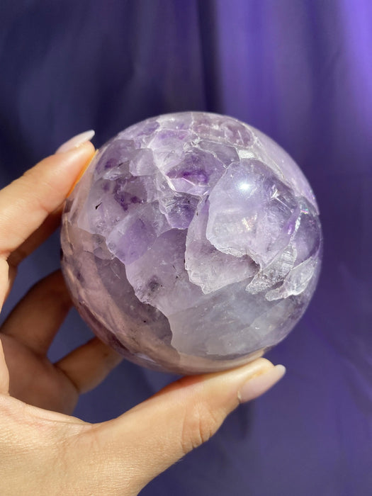 Light Lavender Polished Amethyst Sphere With Quartz,7