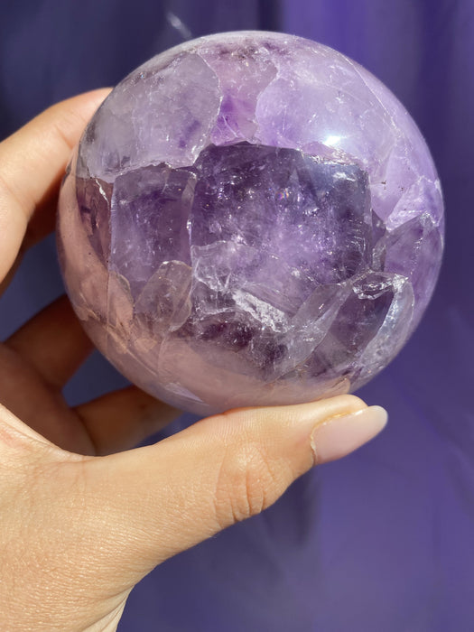 Light Lavender Polished Amethyst Sphere With Quartz,8