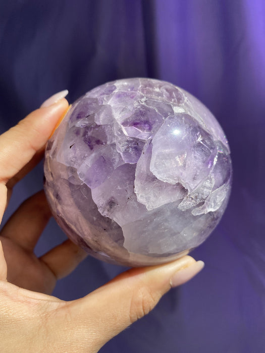 Light Lavender Polished Amethyst Sphere With Quartz,9