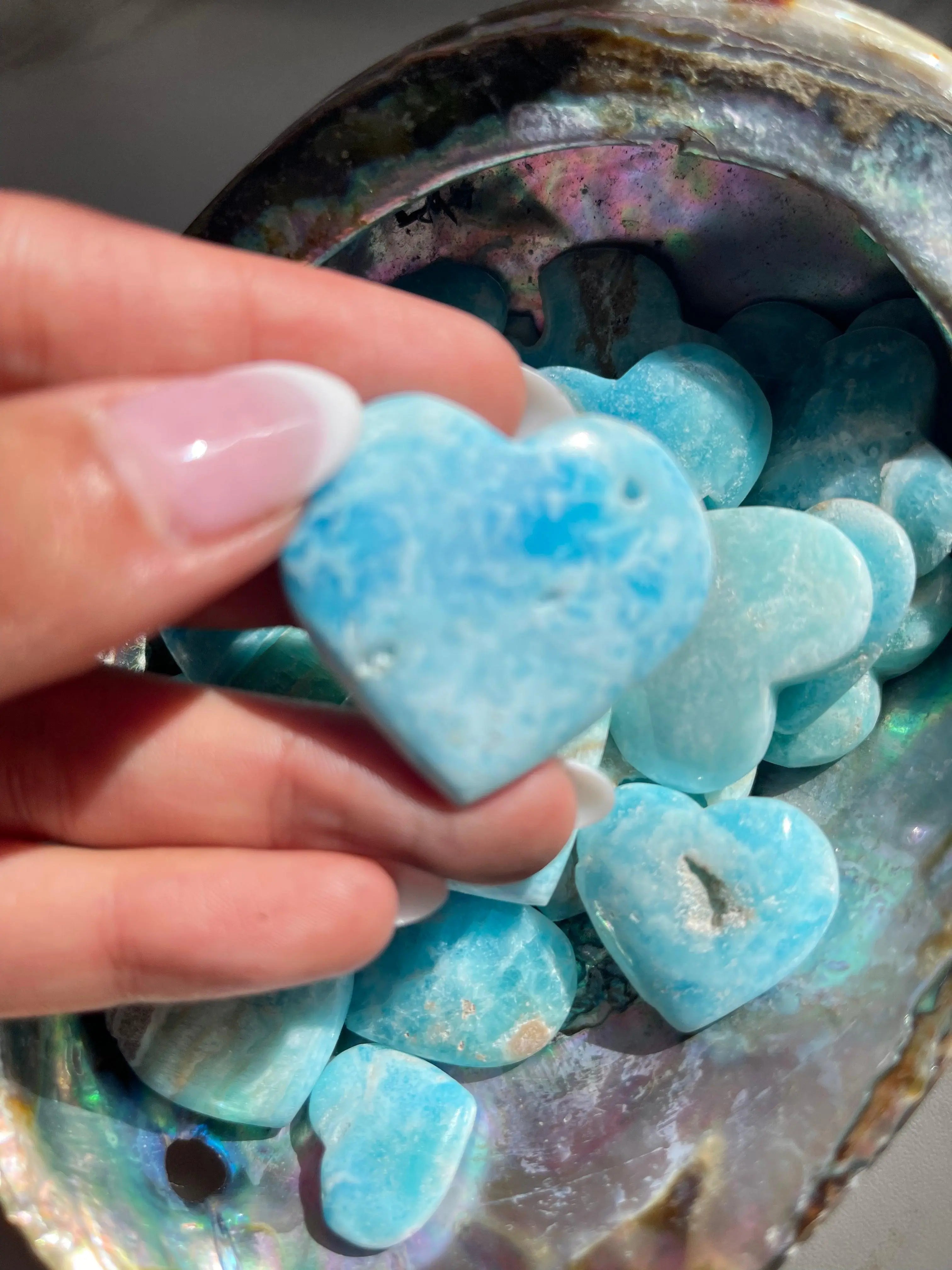 Mini Blue Aragonite Hearts,4