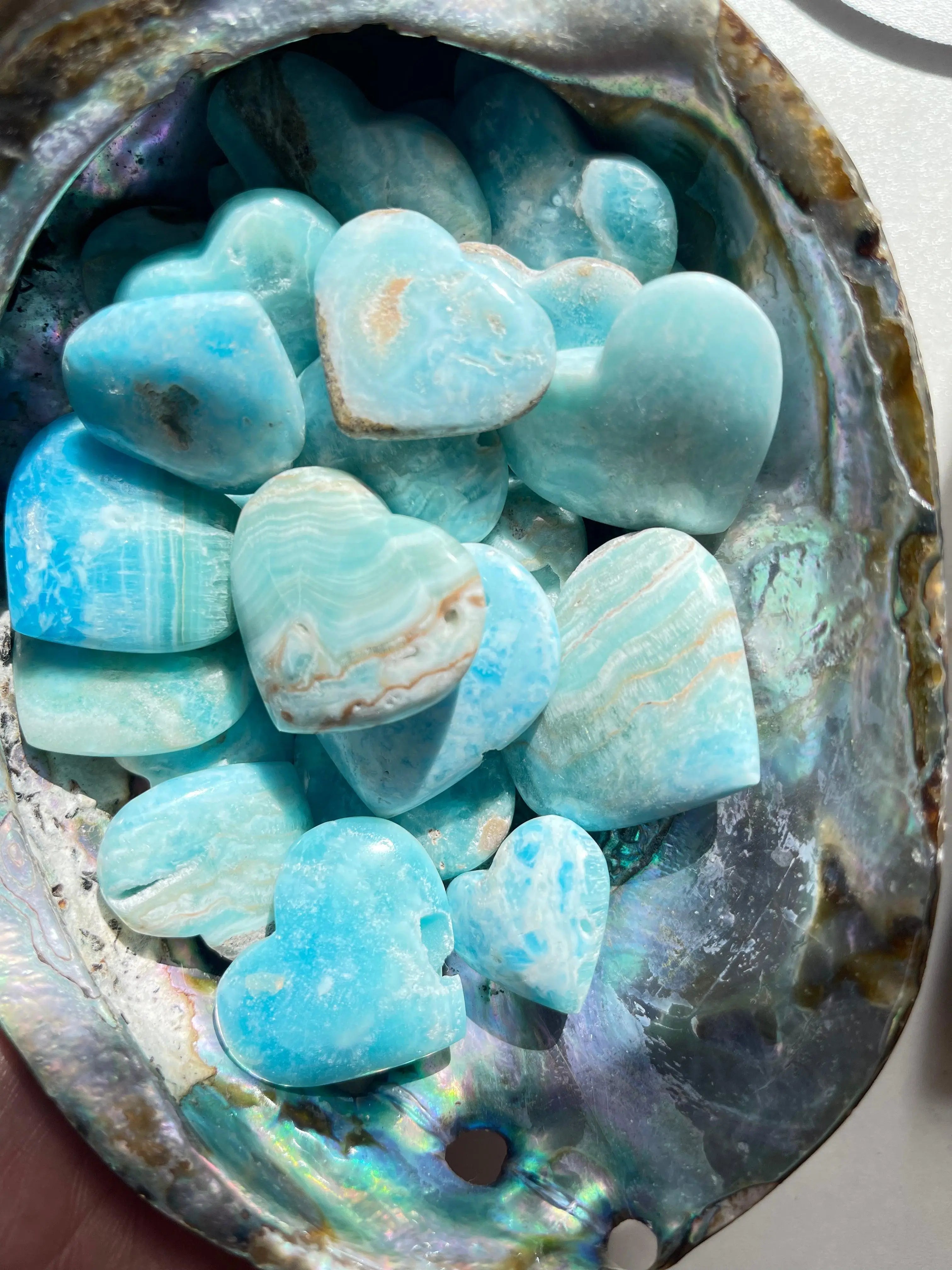 Mini Blue Aragonite Hearts,5