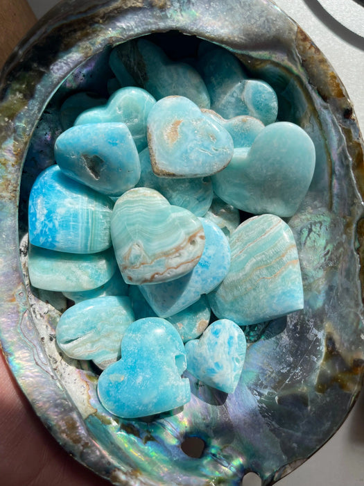 Mini Blue Aragonite Hearts,6