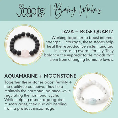 Moonstone + Aquamarine Healing Stone Bracelet | Baby Maker,2