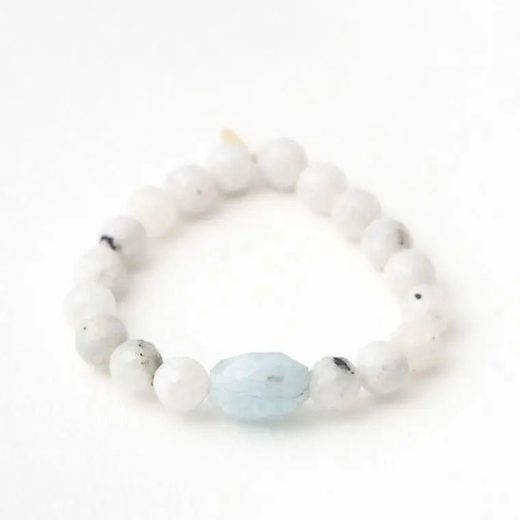Moonstone + Aquamarine Healing Stone Bracelet | Baby Maker - Amethyst Goddess