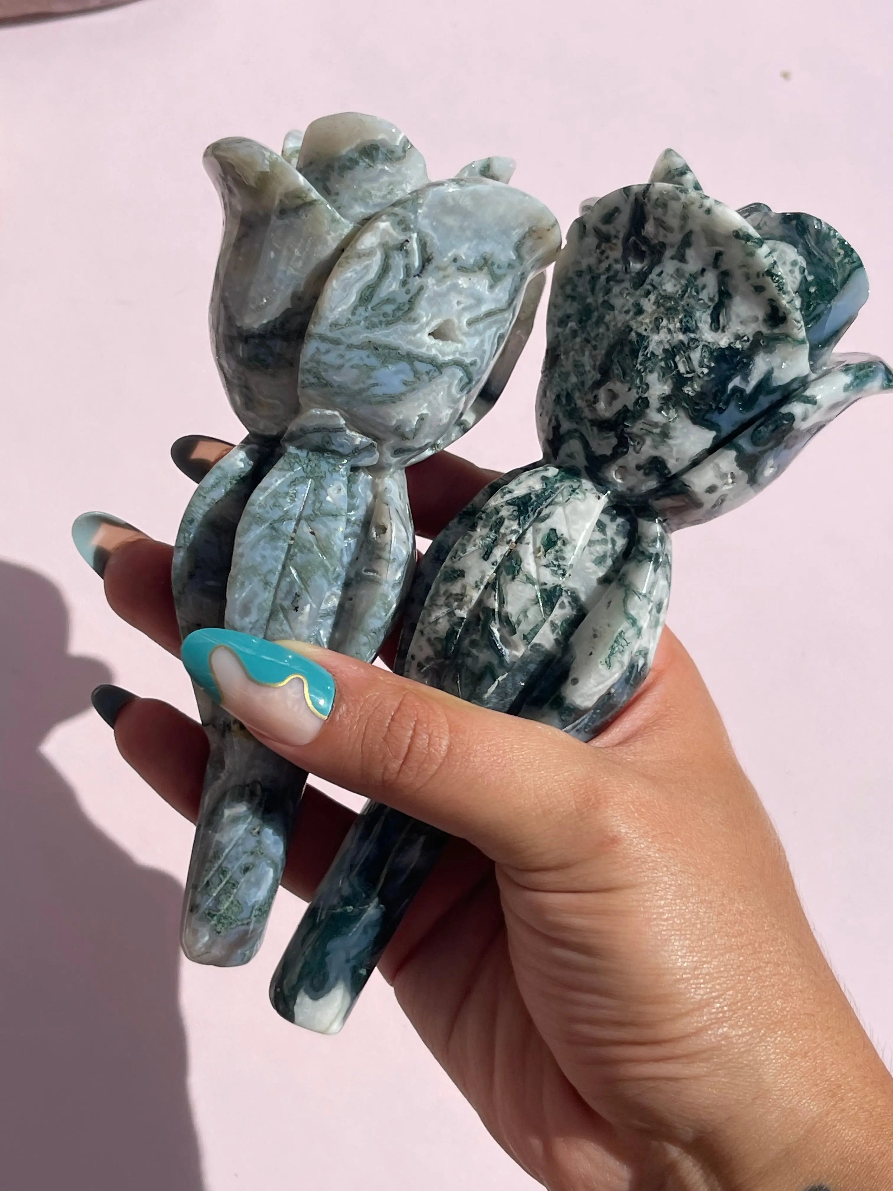 Moss Agate Roses,2