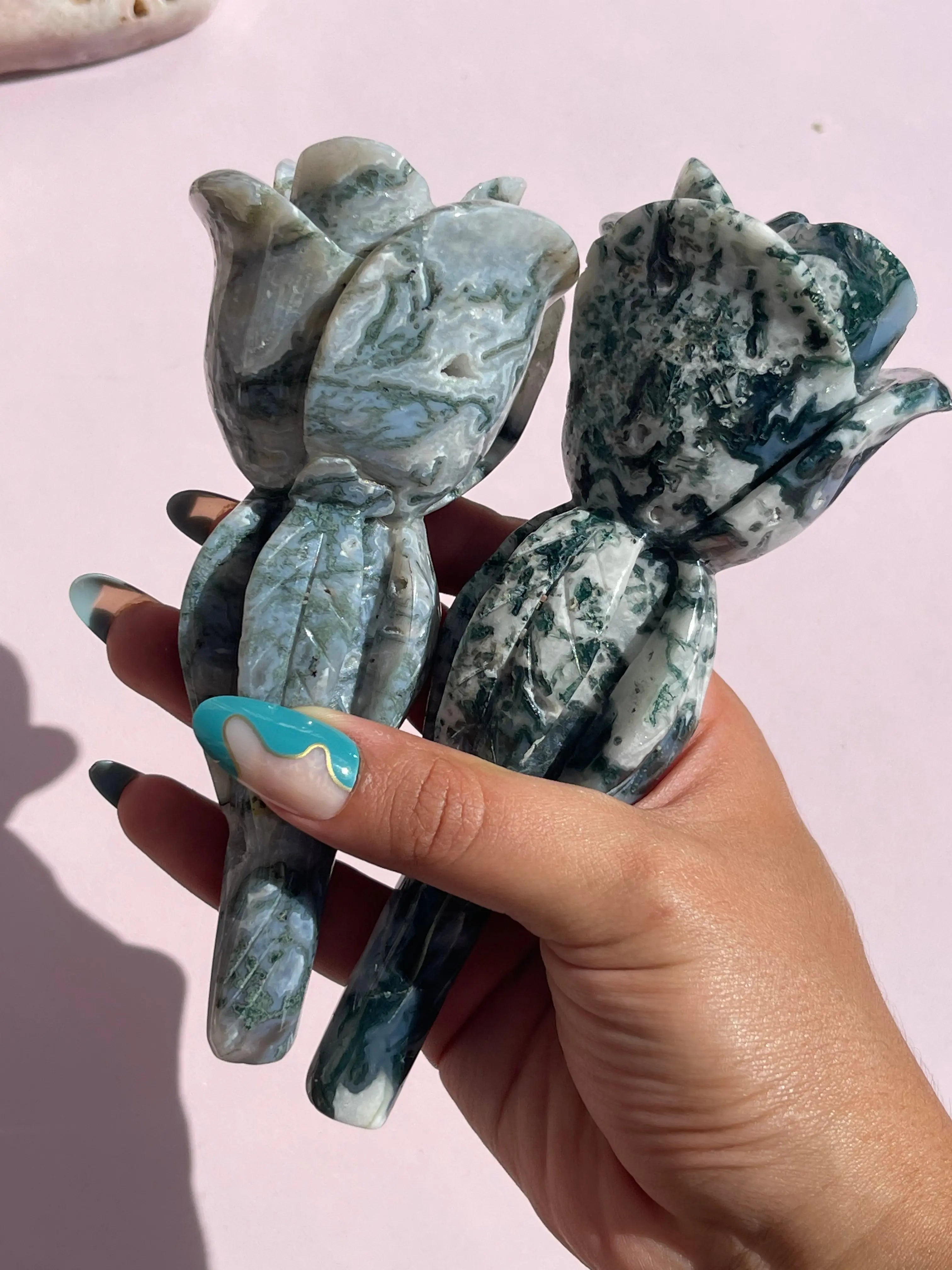 Moss Agate Roses,1