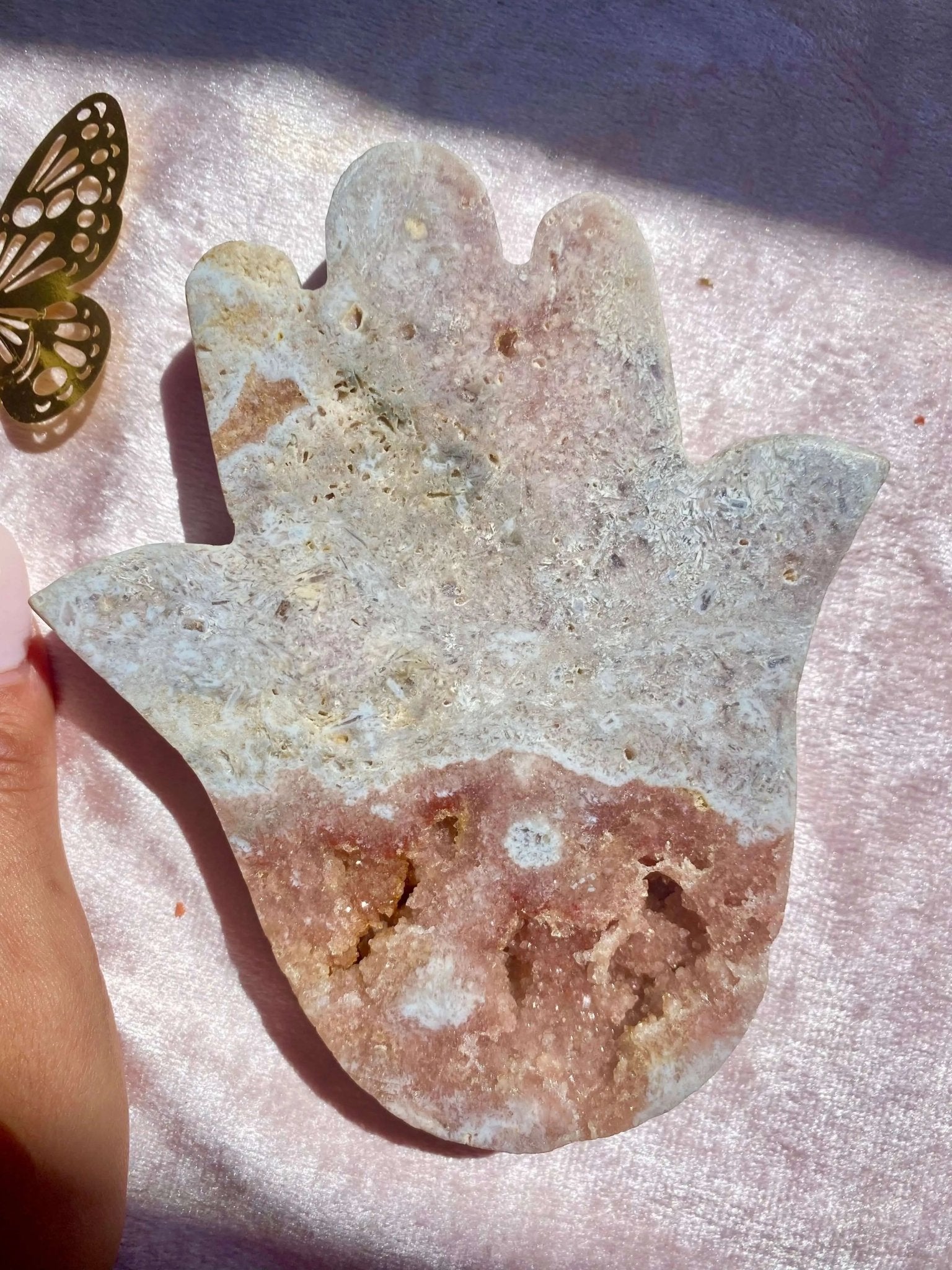 Pink Amethyst Hamsa Hands - Amethyst Goddess