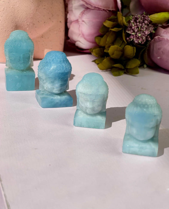 Pure Aquamarine Buddha Heads - Amethyst Goddess