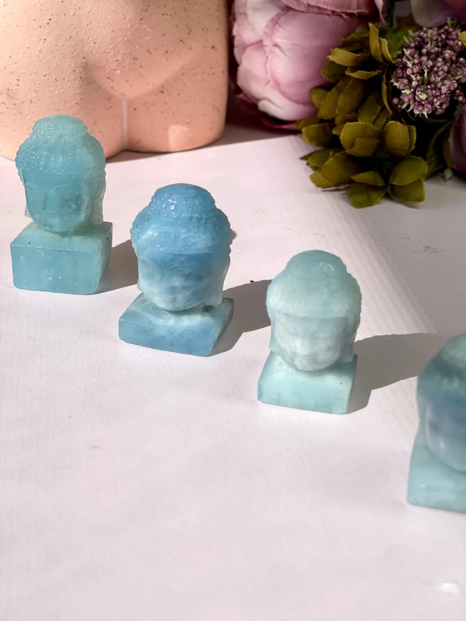 Pure Aquamarine Buddha Heads - Amethyst Goddess