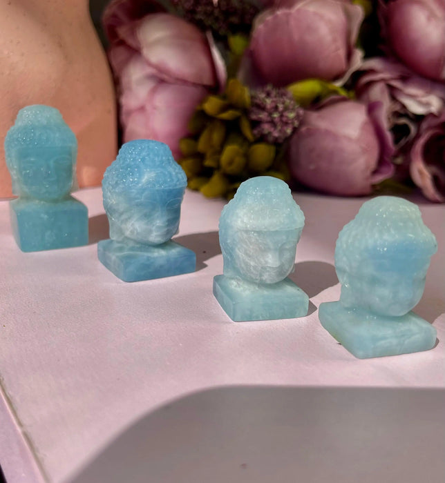 Pure Aquamarine Buddha Heads,6