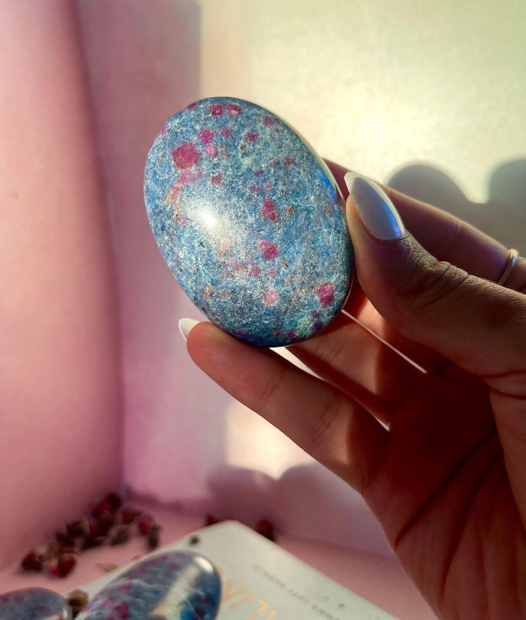 Ruby in Kyanite Palm Stones - Amethyst Goddess