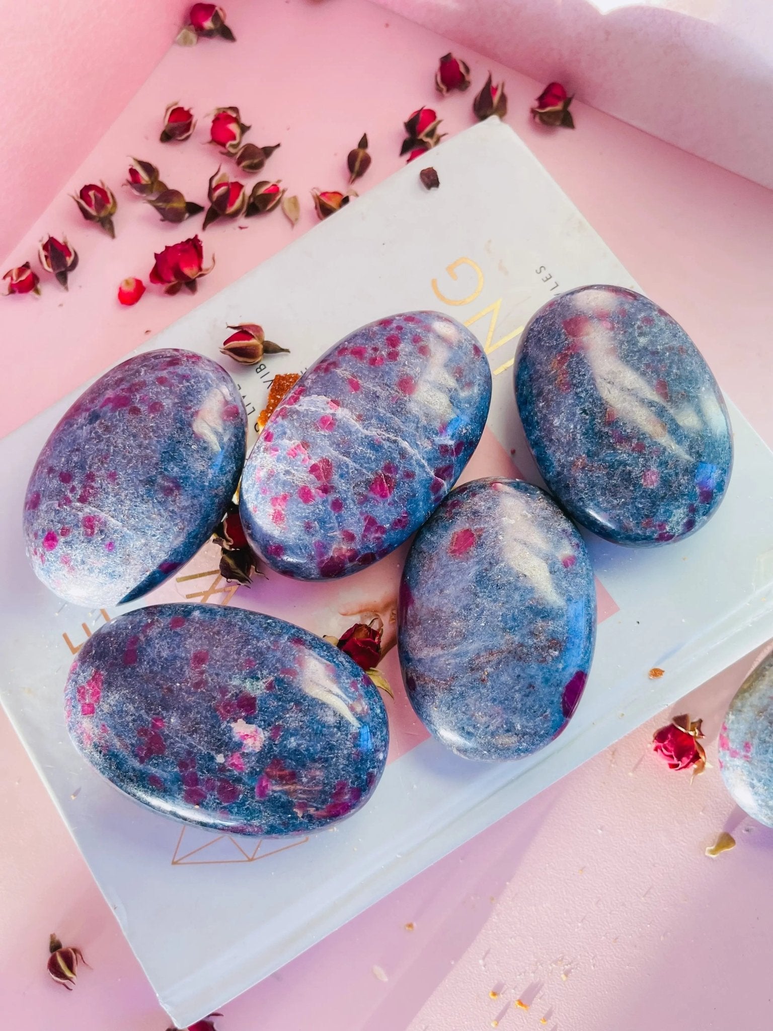 Ruby in Kyanite Palm Stones - Amethyst Goddess