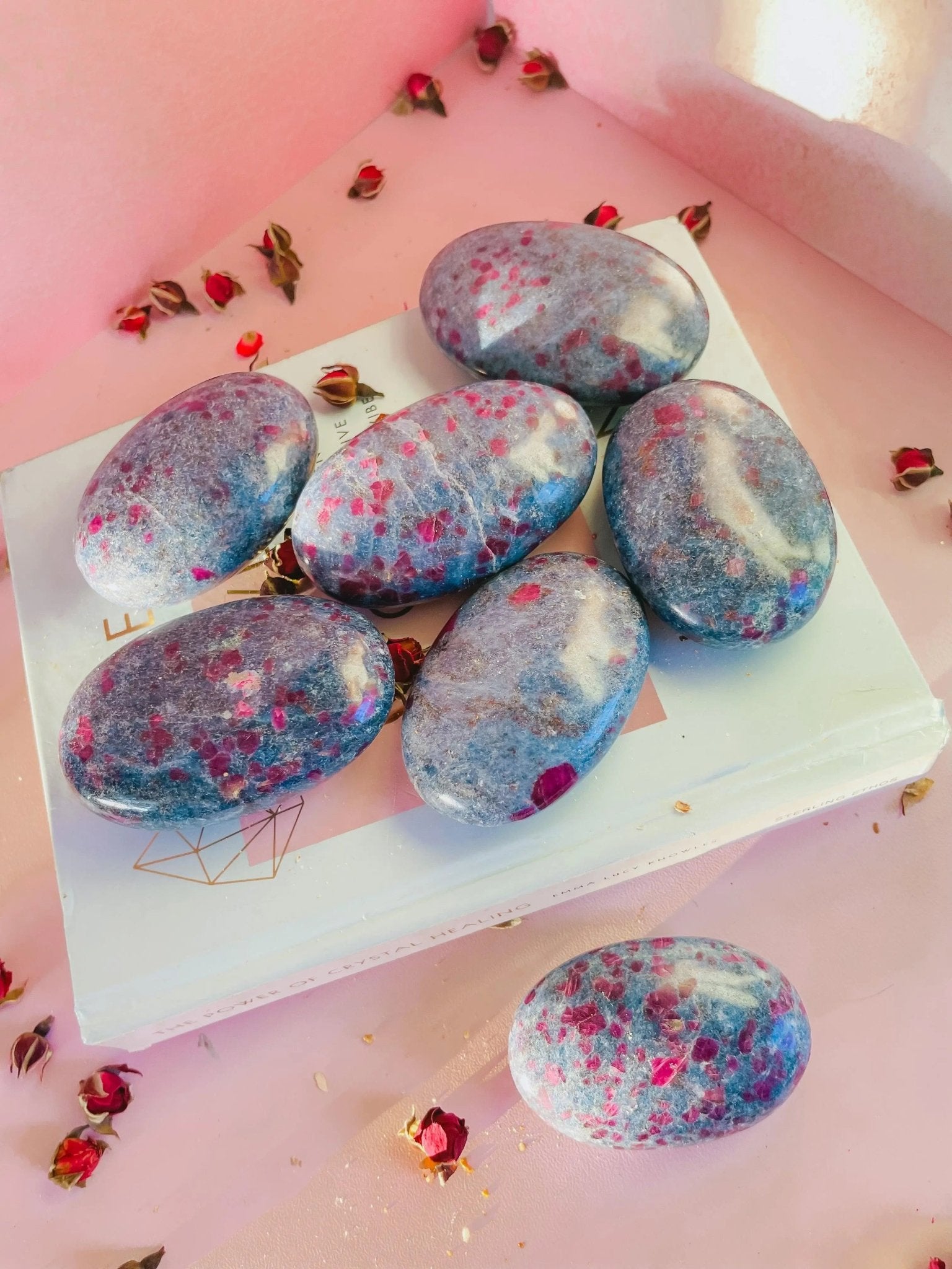 Ruby in Kyanite Palm Stones - Amethyst Goddess